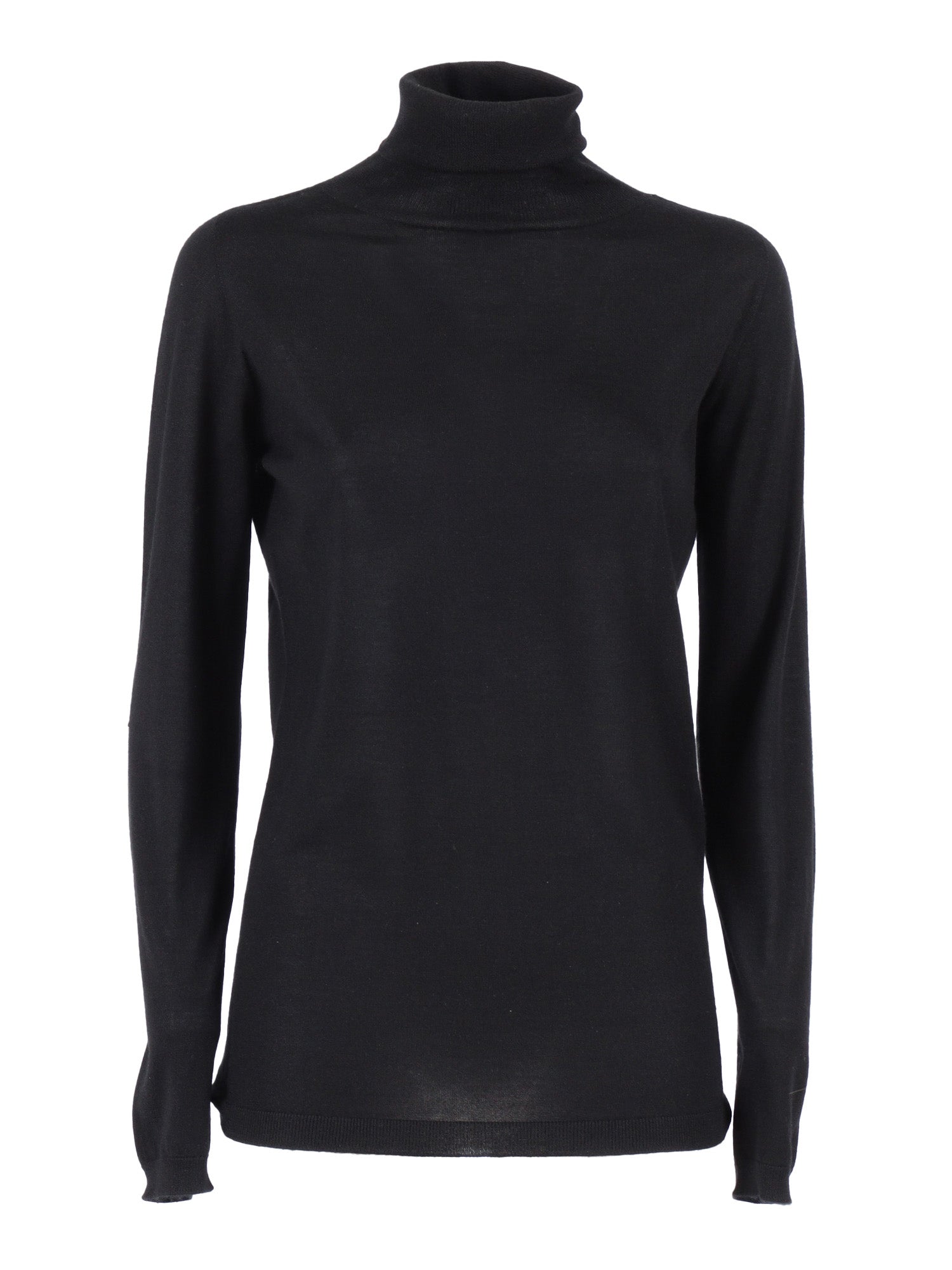 CASHMERE SILK TURTLE NECK SWEATER Black Crewneck