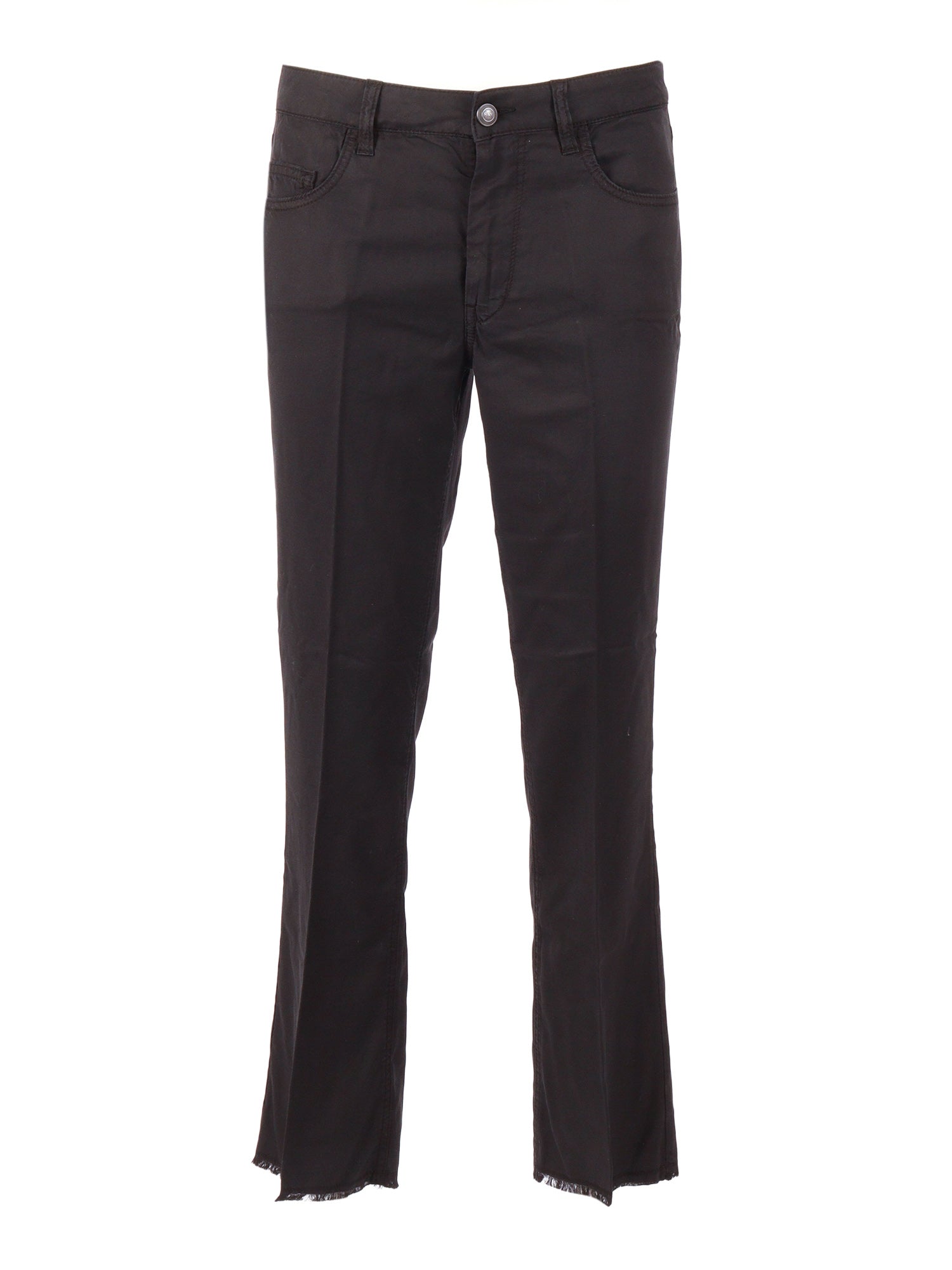 Pants Man-Made Fibres Black Cotton Lyocell Elastane