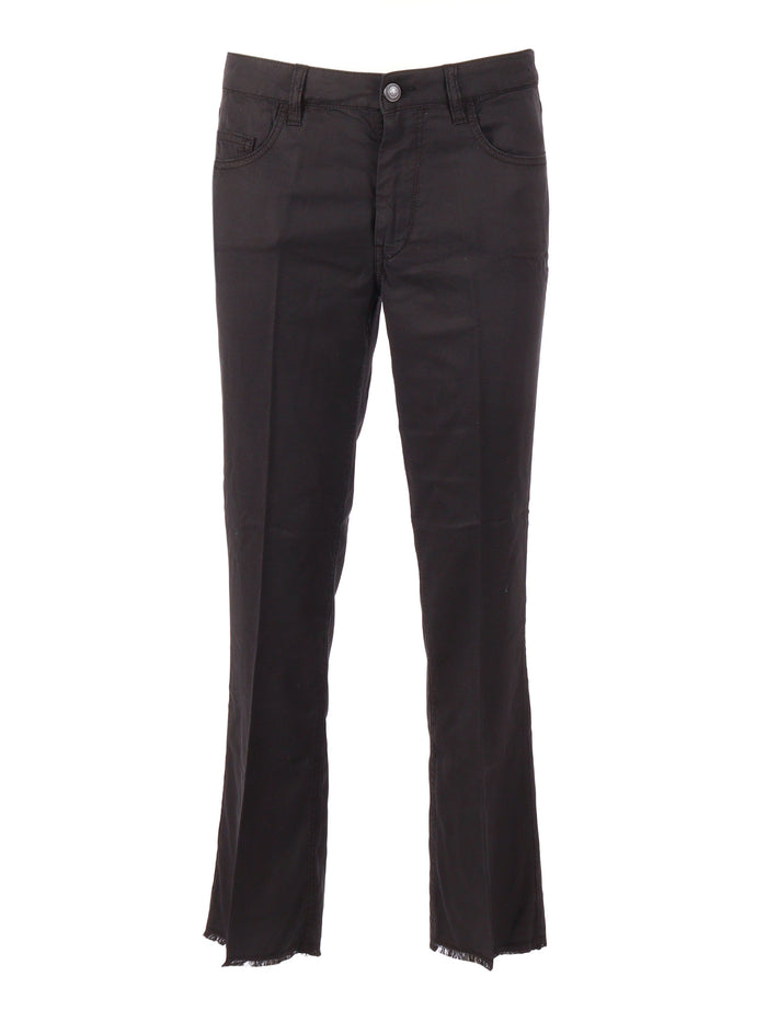 Pants Man-Made Fibres Black Cotton Lyocell Elastane