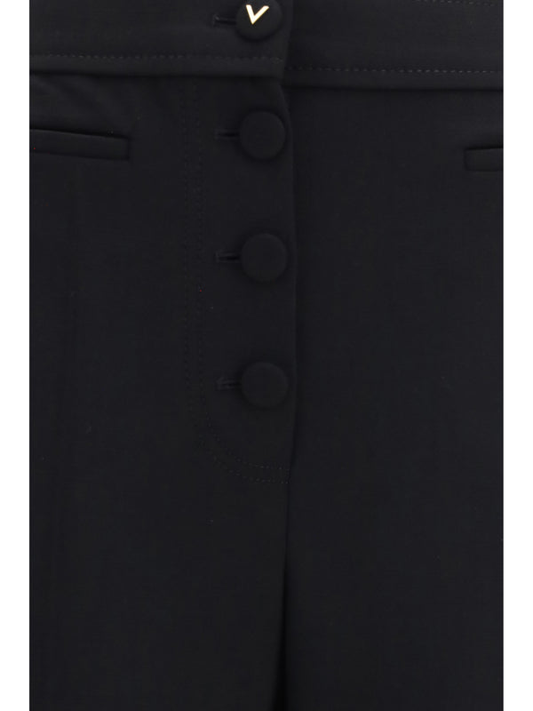 Wool Flare Pants Black Trousers