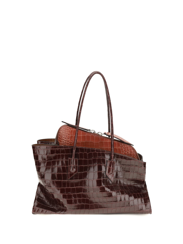 The Attico 100% calf leather Bos Taurus shoulder bag in brown