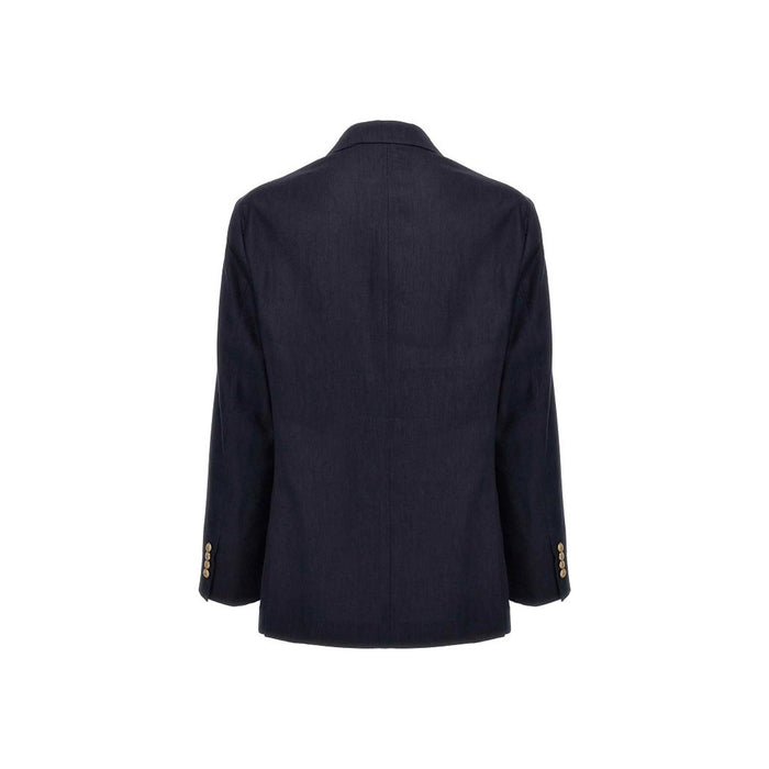 Linen And Wool Jacket Blue Virgin
