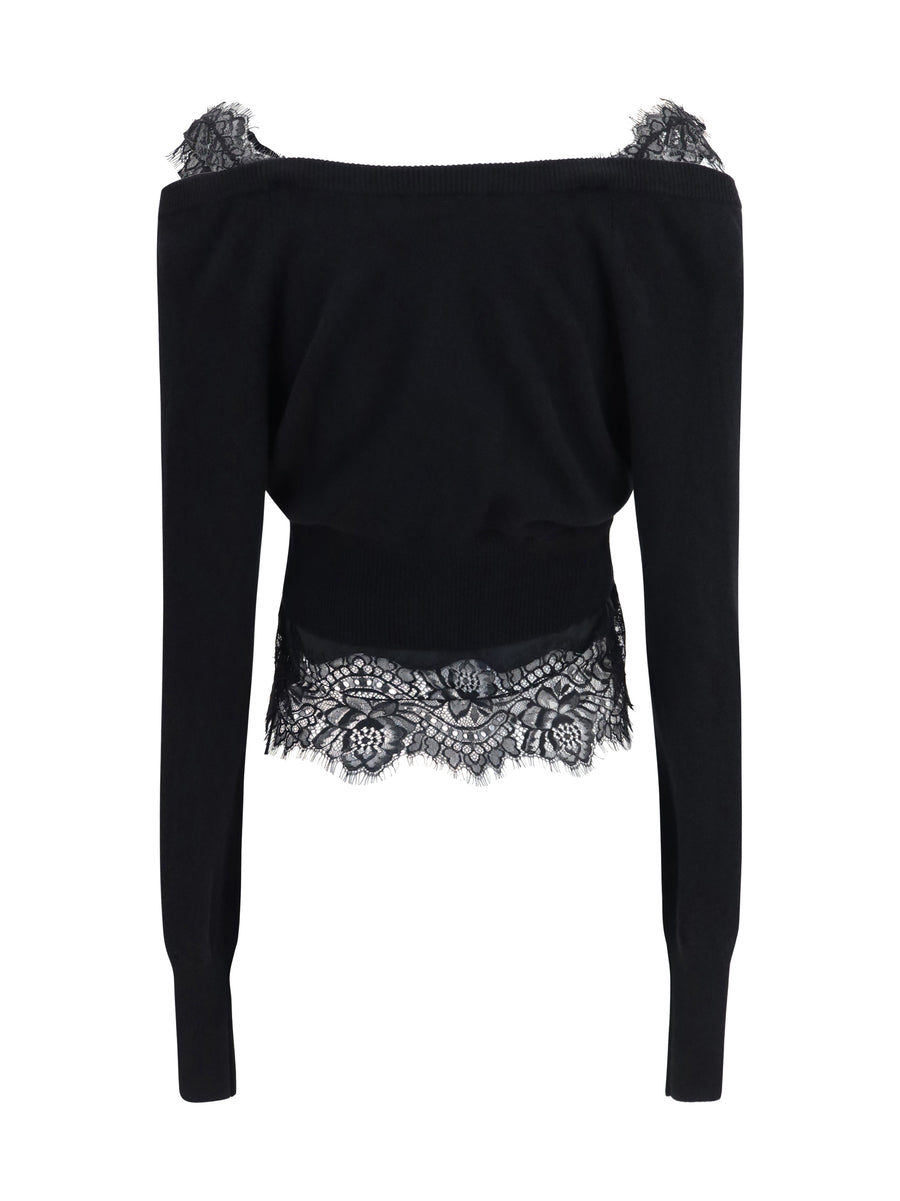 Cashmere Lace Cardigan Black (capra Hircus)