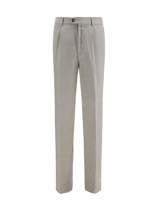 Garment Dyed Ginen Gabardine Pants Kaky Linen