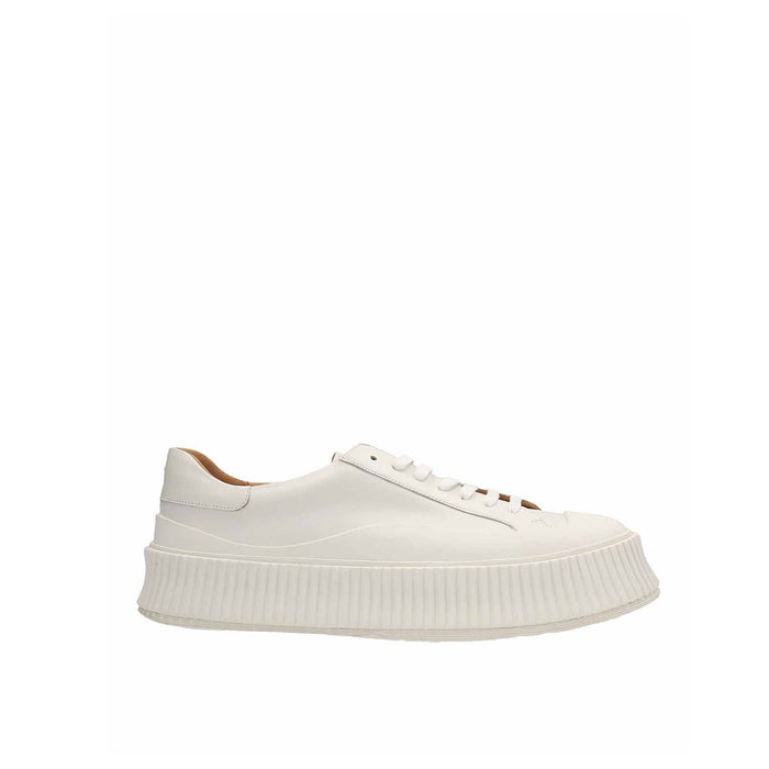 Jil Sander Maxi Sole Leather Sneakers White Calf