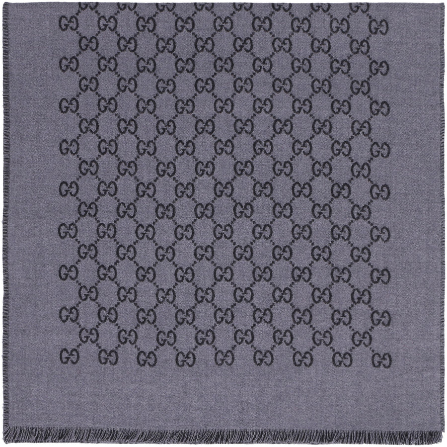 Scarf Gg Jacquard Wool Grey
