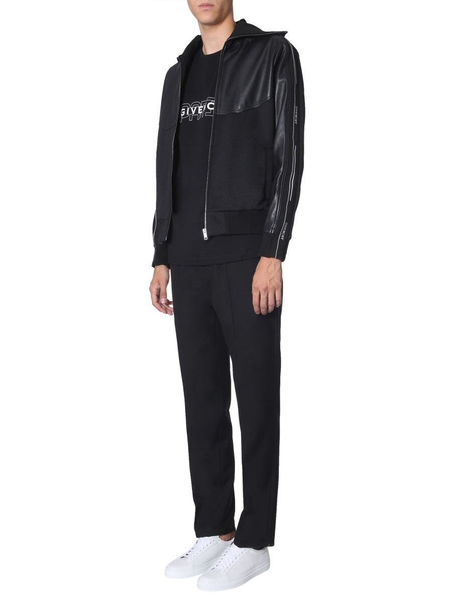 Logo Jacket With Front Zip Closure Black Cotton