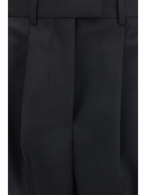 Trousers Double-Pleat Wool-Mohair Black Wool (ovis Aries)