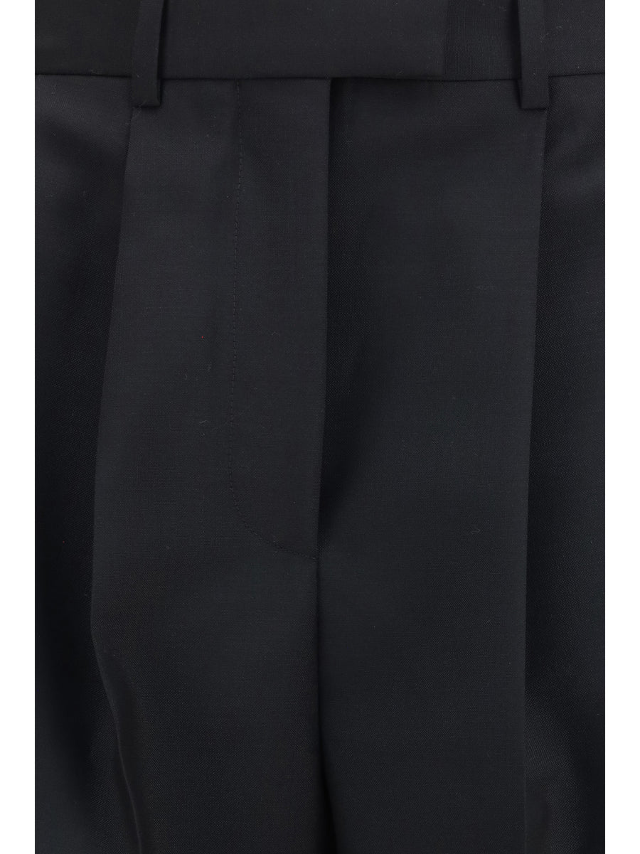 Trousers Double-Pleat Wool-Mohair Black Wool (ovis Aries)