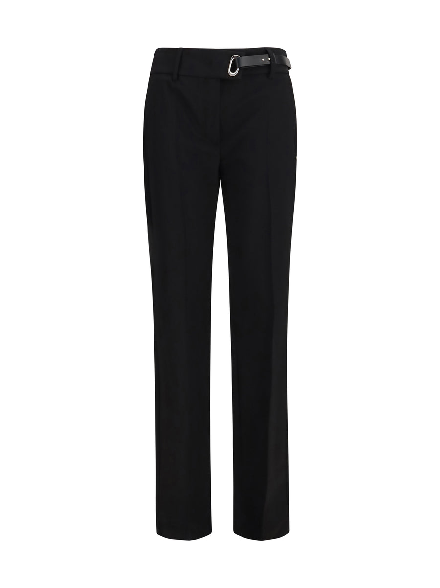 Rum Cigarette Pants With Belt Nero Viscose; Elastane