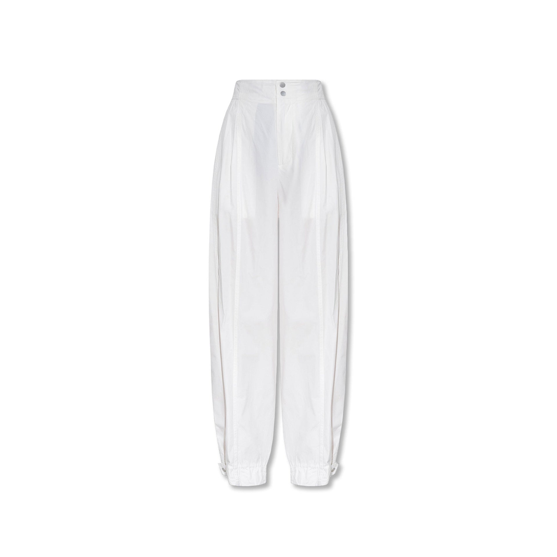 Loose-Fitting Trousers White Cotton Polyester Viscose