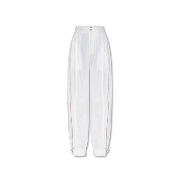 Loose-Fitting Trousers White Cotton Polyester Viscose