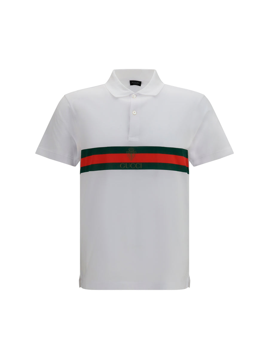 Polo Shirt With Web White-Multicolour White/multicolour Cotton