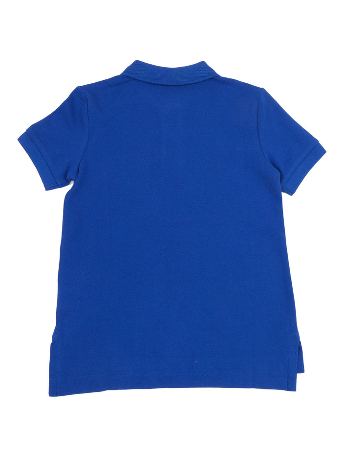 Ss Kc-Tops-Knit Blue Cotton Short Sleeves Polo