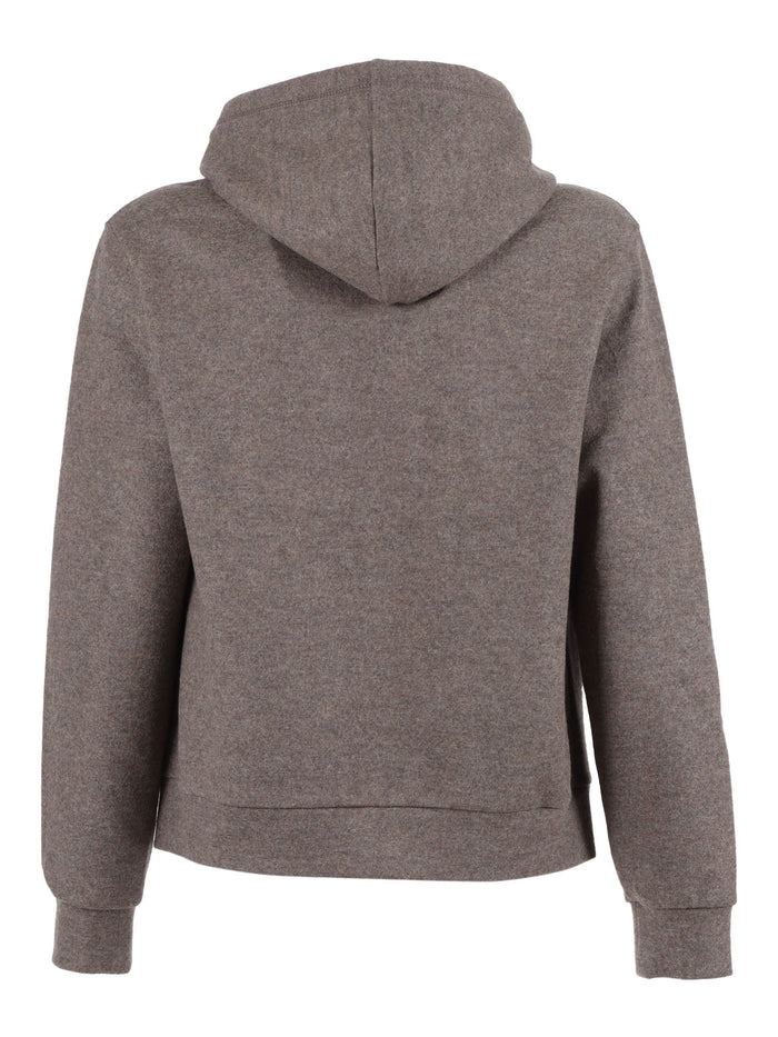 Full Zip Hoodie Wool Brown Fabric 2 Other Fiber Sweatshirt
