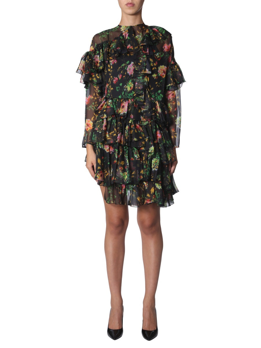Asymmetrical Dress Black Chiffon