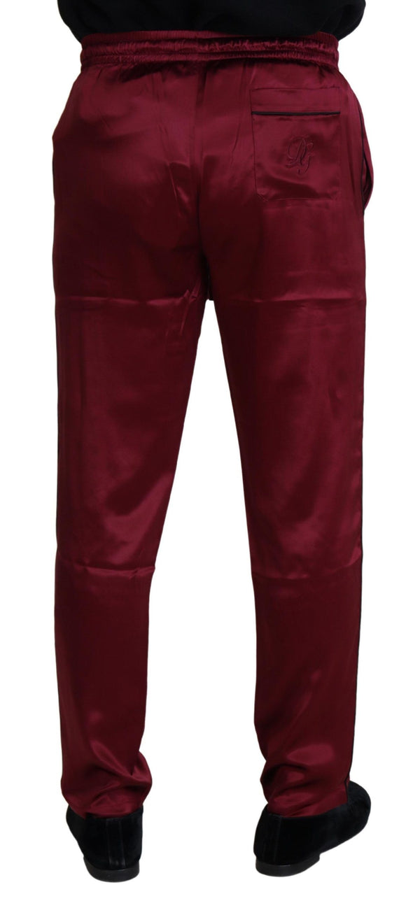 Dolce & Gabbana 100% Silk lounge pants in burgundy