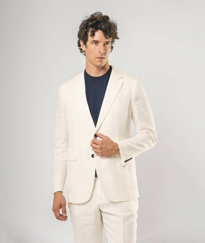 Single-Breasted Linen Jacket Riyad White Tailored Made