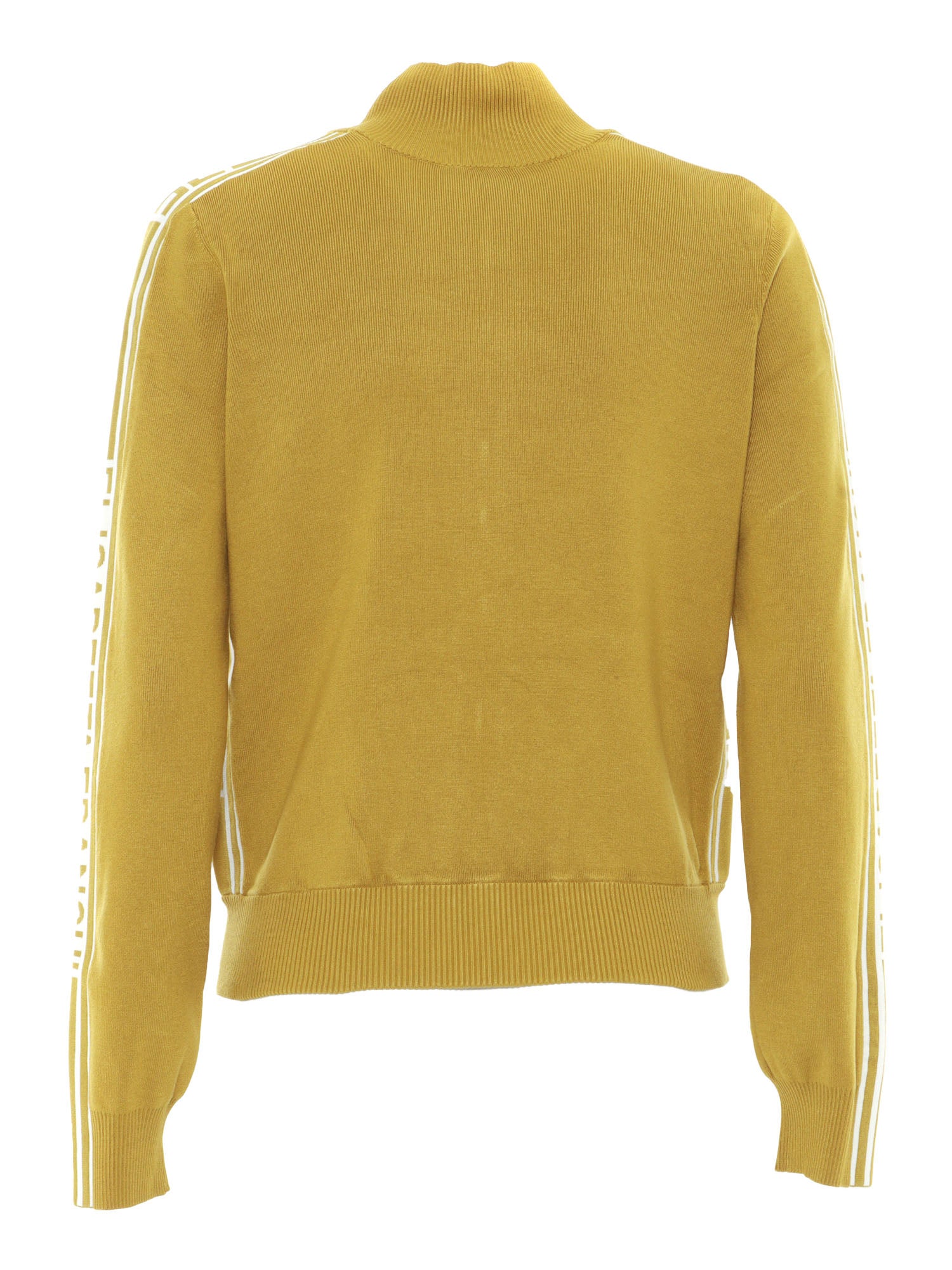 Tricot yellow sweater with logo Viscose Polyamide Crewneck