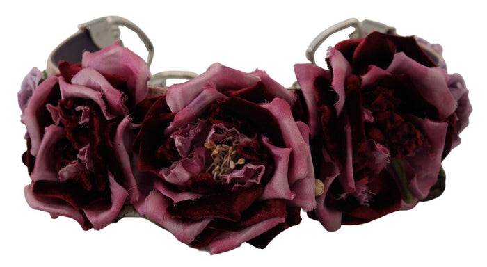 Multicolor Floral Appliques Metal Shoulder Strap Leather Bag