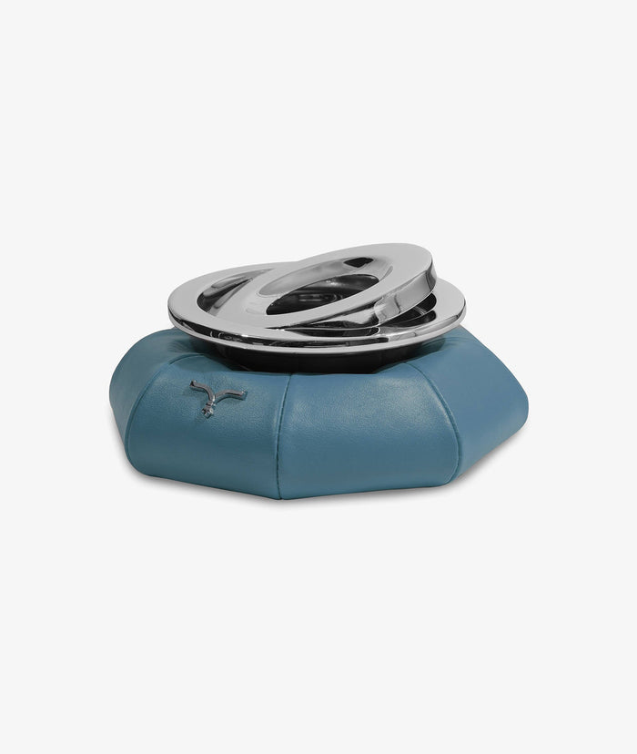 Leather Boat Ashtray Lightblue