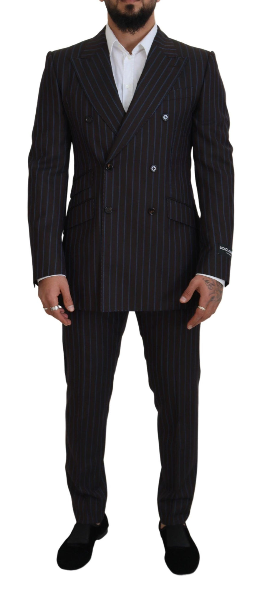Dolce & Gabbana 100% Virgin Wool (body); Lining 85% Silk pant suit in black