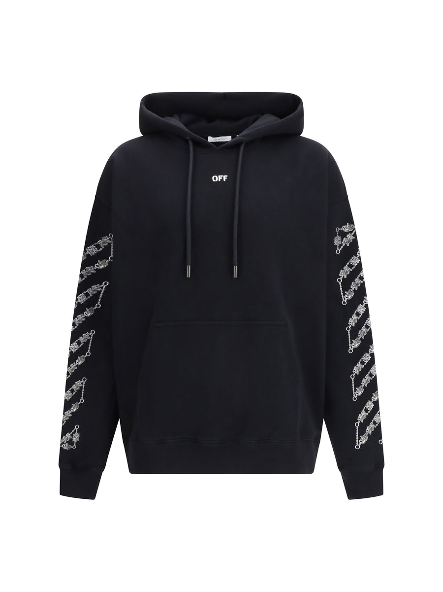 Hoodie Chain Araldic Arrow Black Cotton Sweatshirts