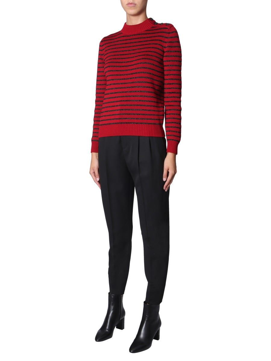 Crew Neck Sweater Red Cotton Jumpers