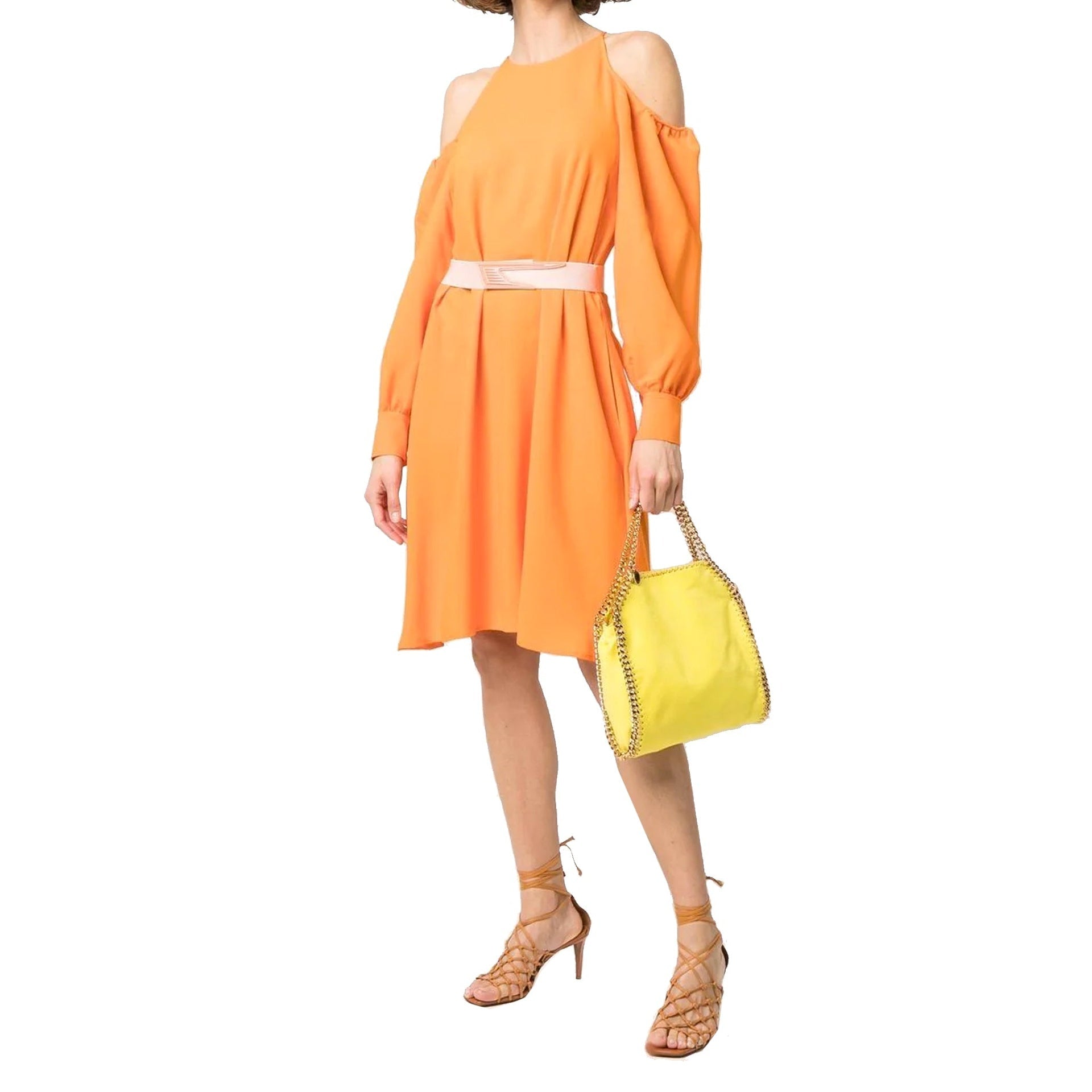 Stella Mccartney Off-Shoulder Dress Orange Viscose Poliestere