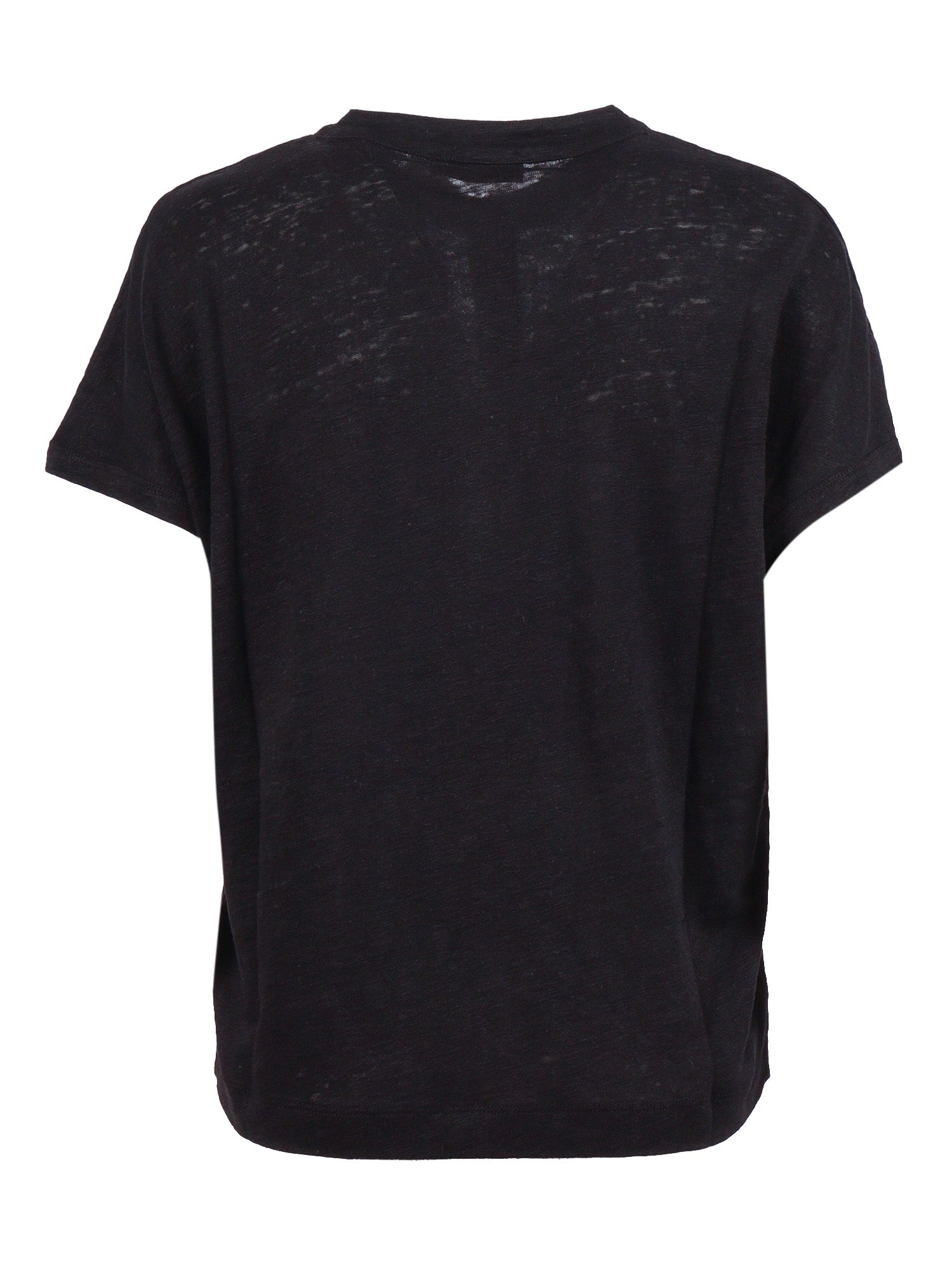 Linen Jersey Henley Shirt With Buttons Black Lino Crewneck