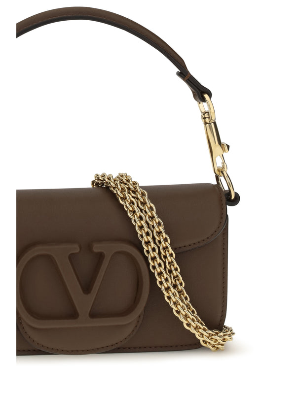 Shoulder Bag Mini Locò Wood Brown Calf Leather