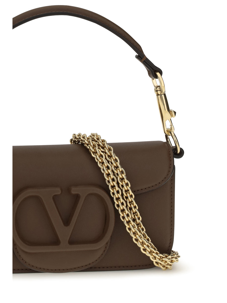 Shoulder Bag Mini Locò Wood Brown Calf Leather