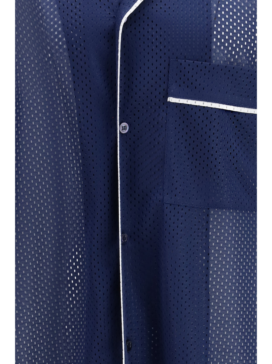 Mesh Shirt Reversed 22 Print Blue Polyester