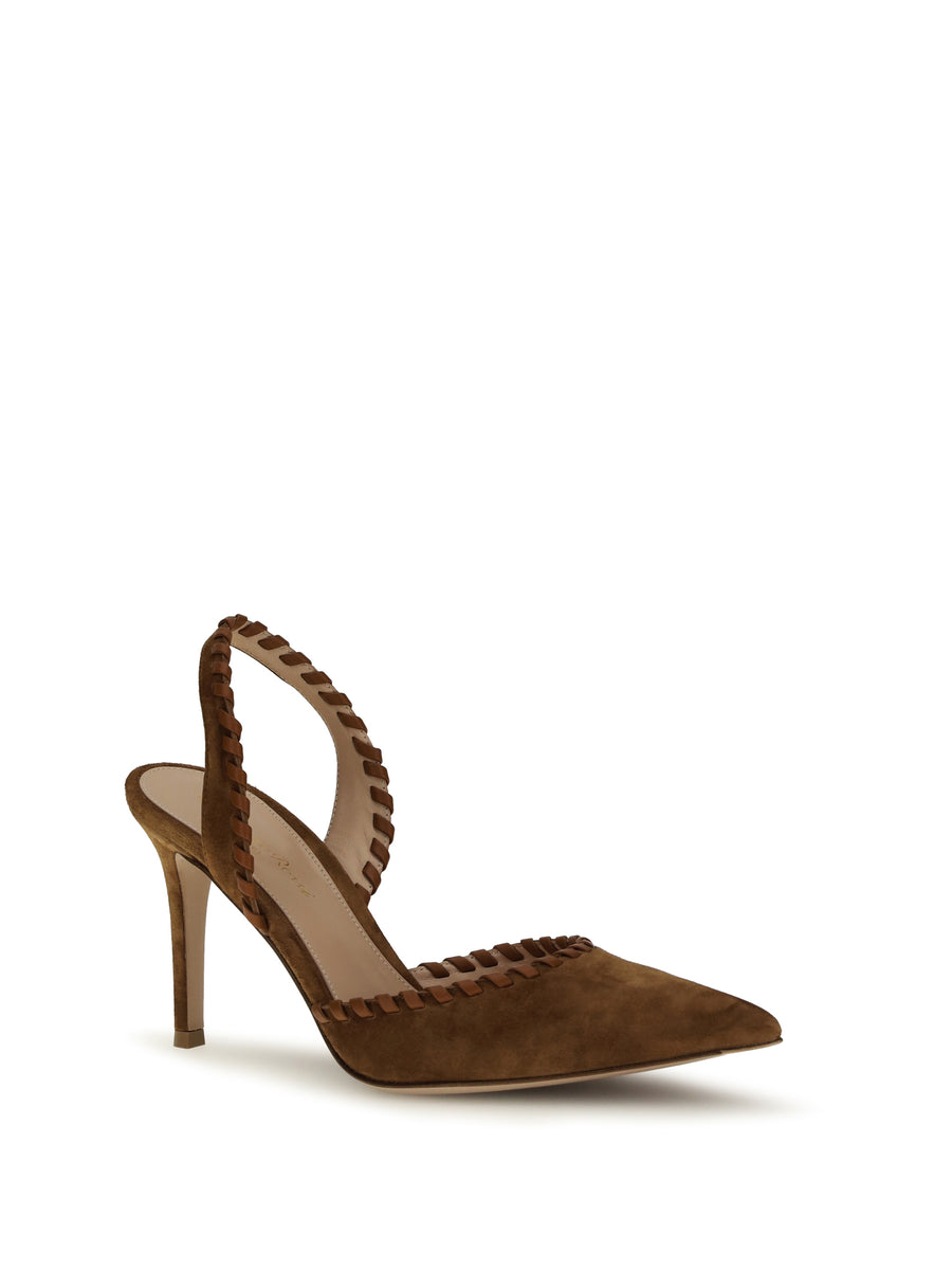 Suede Pumps Luggage-Sedona Luggage/sedona Calf Leather Sandal