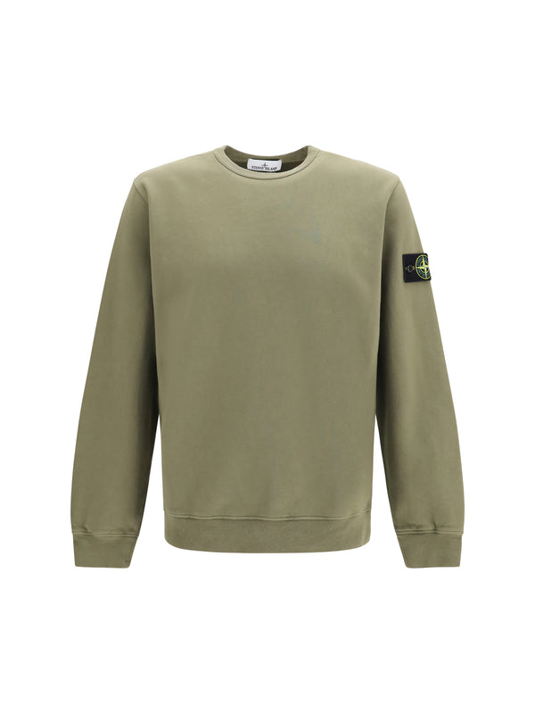 Crewneck Cotton Sweatshirt Military Green Sweatshirts