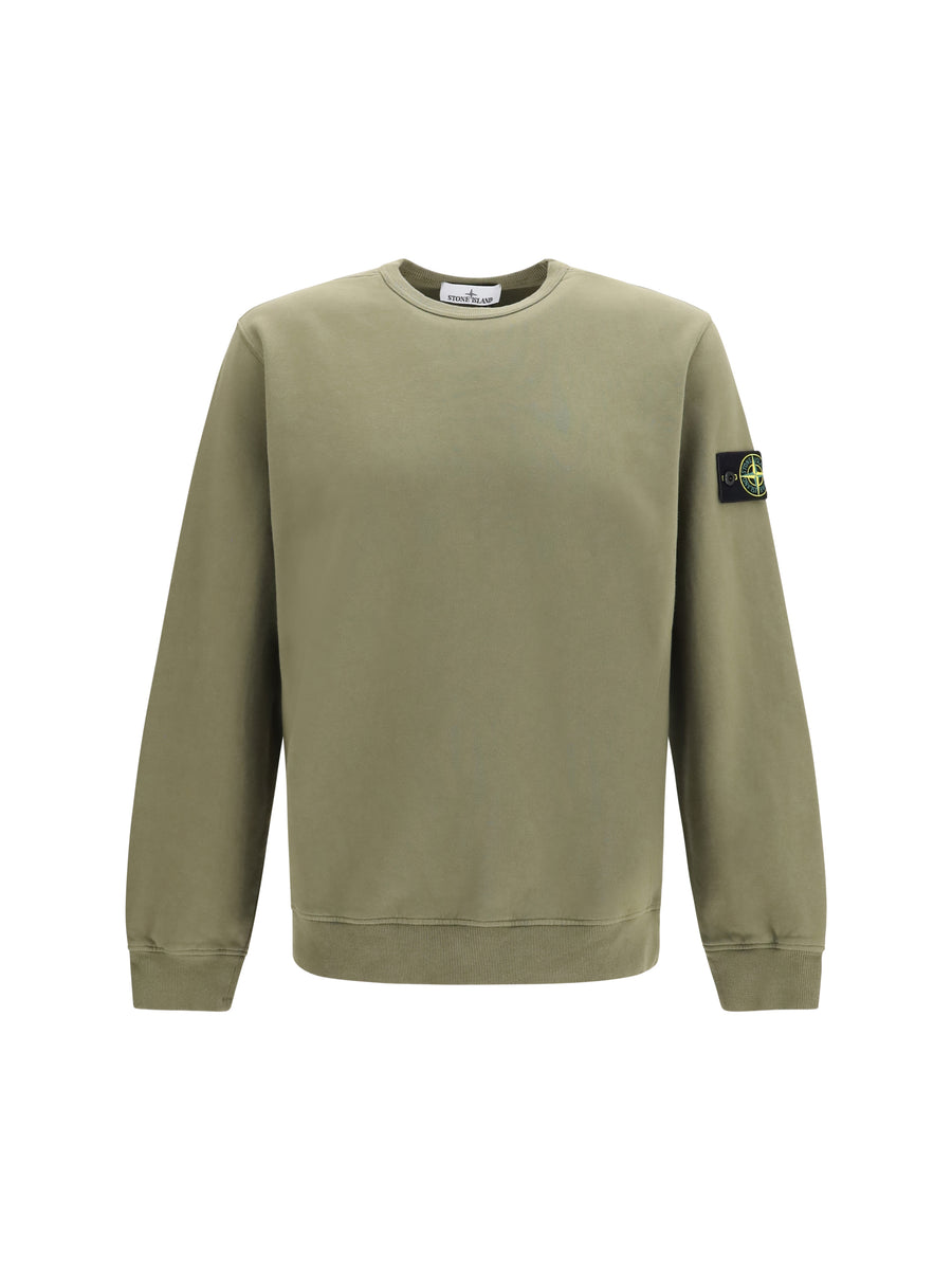 Crewneck Cotton Sweatshirt Military Green Sweatshirts