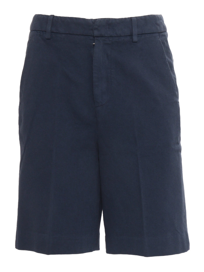NITA SHORTS Blue Cotton Lyocel