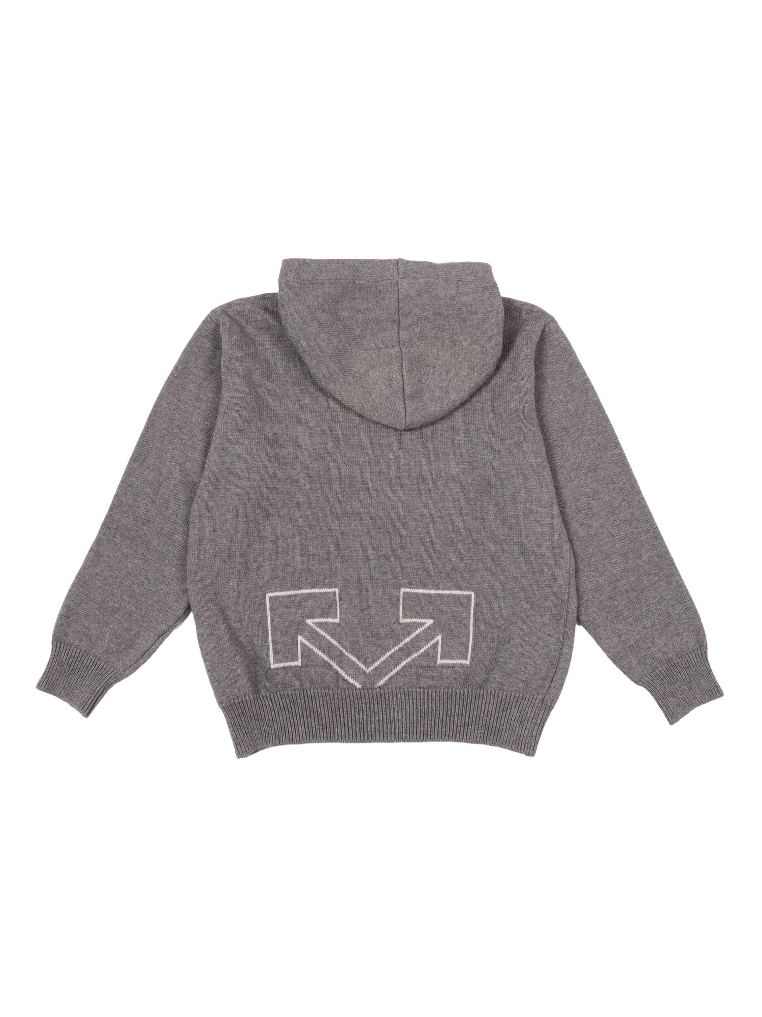 Type Logo Knit Hoodie Dark Grey - Light Wool Cotton Sweatshirt