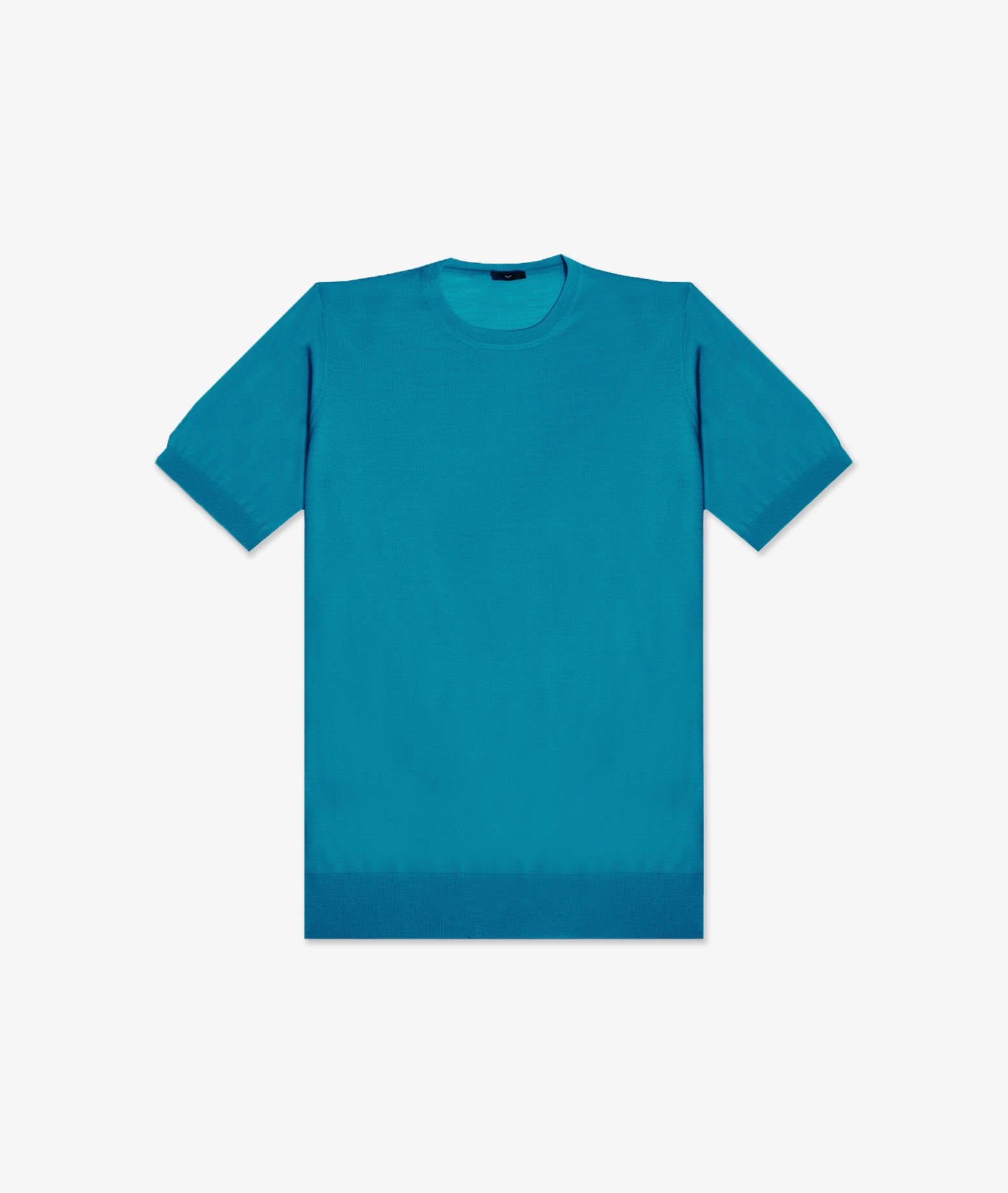 Wool T-Shirt Mentone Skyblue Round Neck