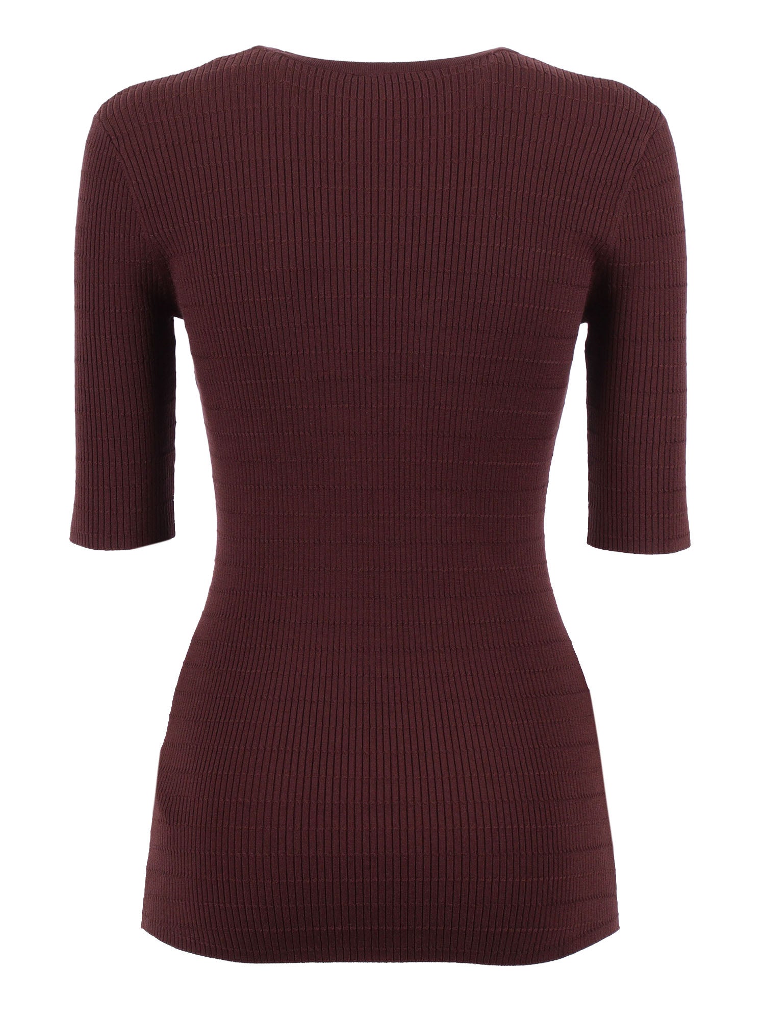 Knitted Top Brown Lyocell Polyamide Silk Crewneck