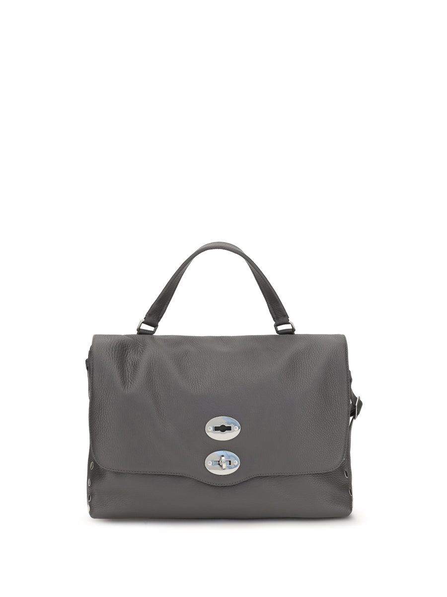 Handbag Medium Postina Daily Grey Vulcano Calf Leather Handbags