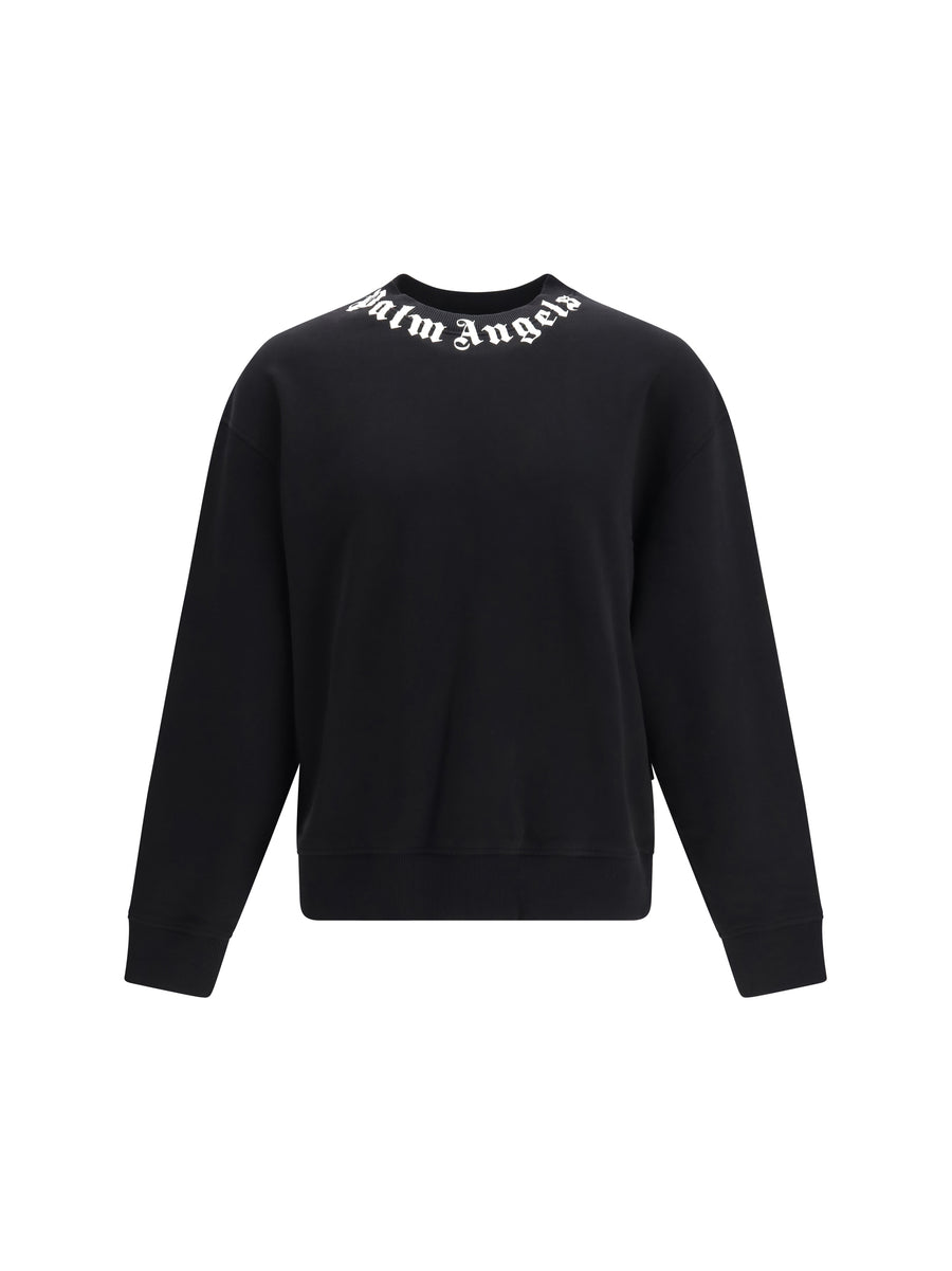 Cotton Crewneck Sweatshirt With Logo Black-off White Sweatshirts