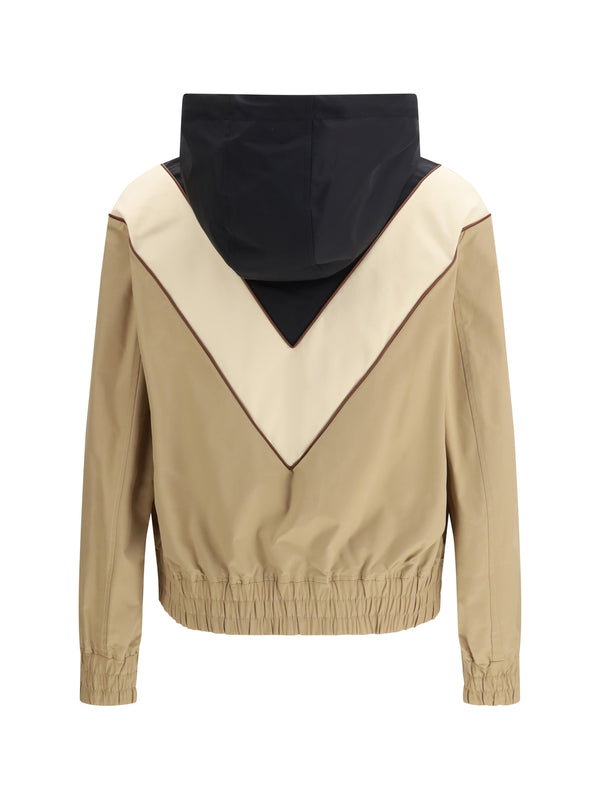 Hooded Windbreaker Jacket Black-Cream-Camel Black/cream/camel Polyester