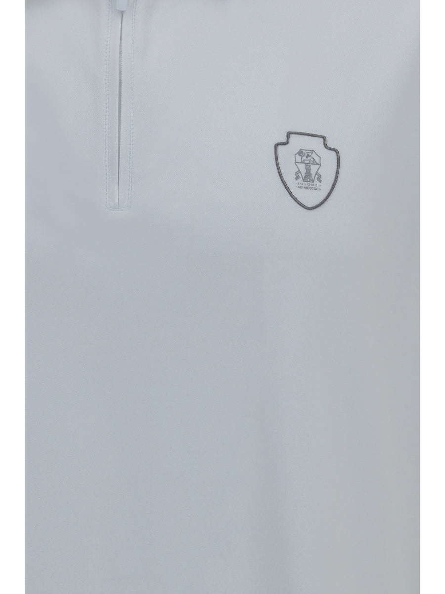 Polo Shirt With Crest White-Steel White/steel Polyamide