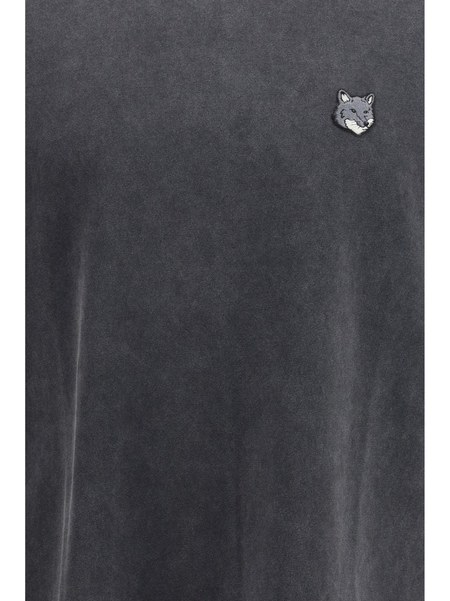 T-Shirt Fox Head Faded Black Cotton T-shirts