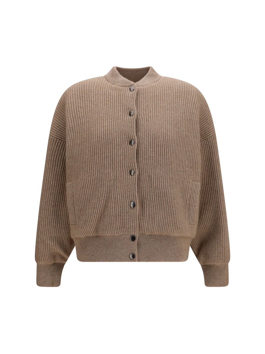 Ribbed Cashmere Bomber Brown Kashmir/capra Hircus Knitwear