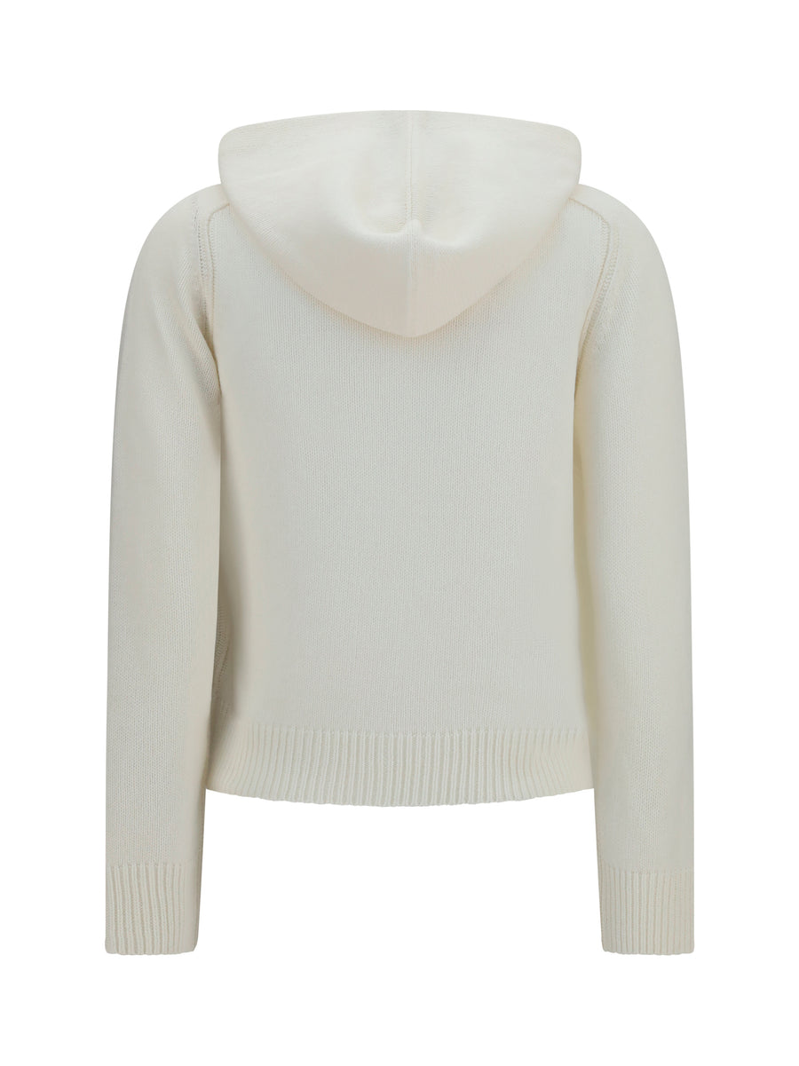 Cardigan Hooded Wool Ecru (ovis Aries)
