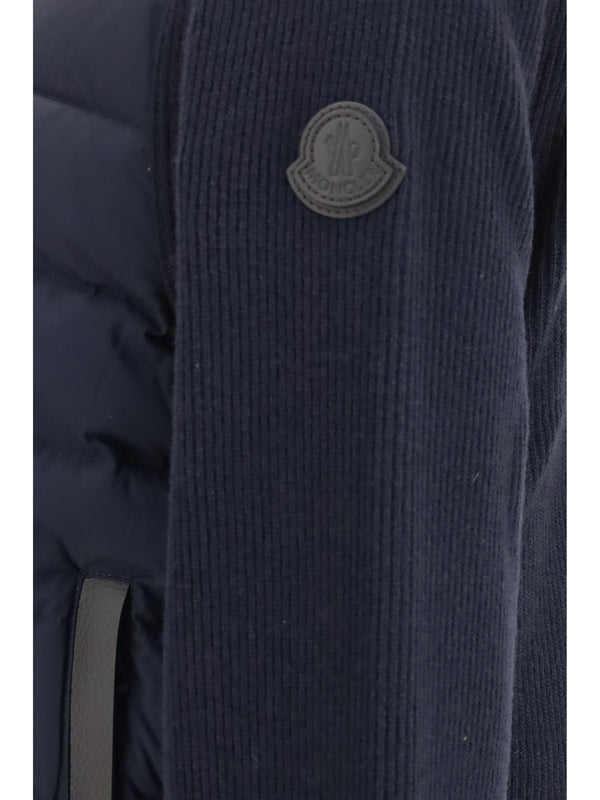 Padded Wool And Cashmere Cardigan Blue Fleece