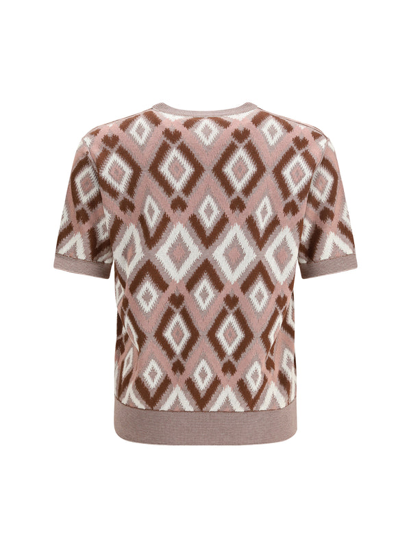 Short-Sleeve Crewneck Sweater Antique Rose Cotton