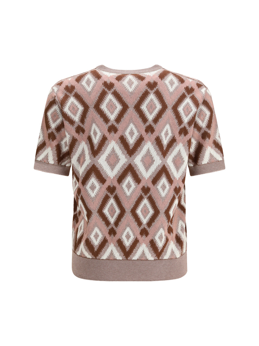 Short-Sleeve Crewneck Sweater Antique Rose Cotton